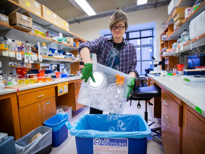 Preston sorts recycling in lab